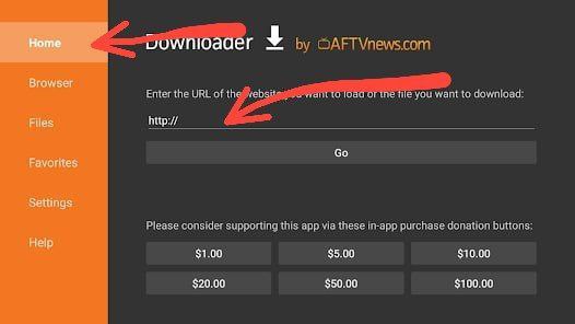 Étape 2 - barre d'adresse Downloader