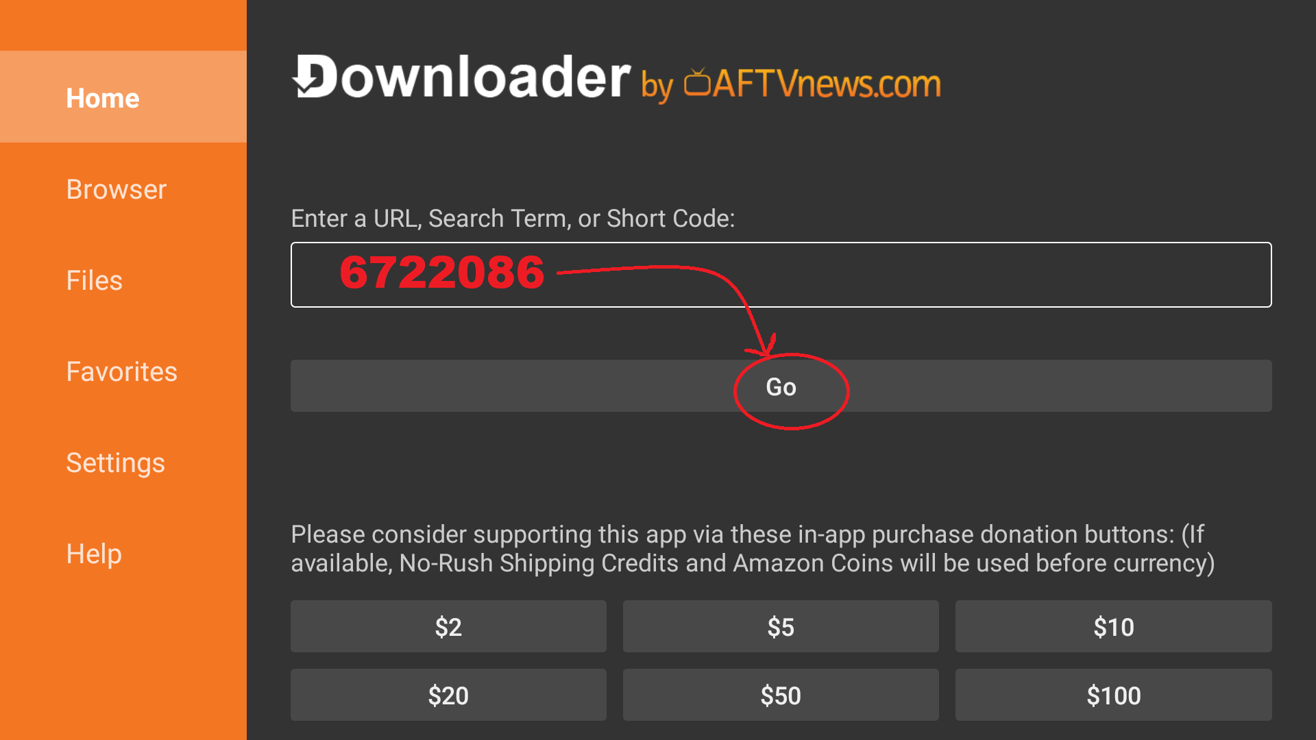 Téléchargement de VLC via Downloader